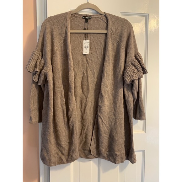 Express Sweaters - NWT! Express 3/4 length ruffle detail open sweater